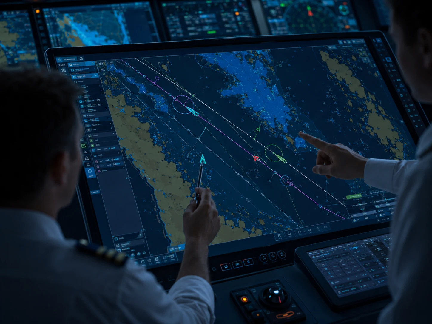 Illustrative ECDIS and route analysis